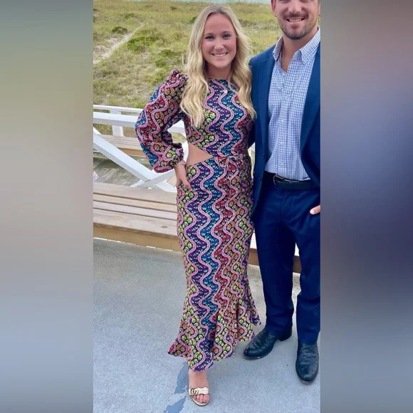 Rhode Chiara Multicolor Cutout-Waist Midi Dress - Picture 2 of 8